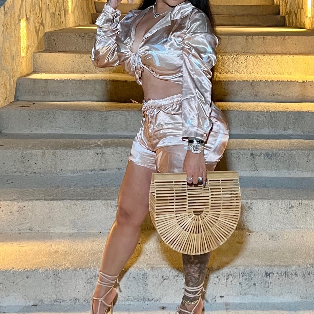 Silk 2 piece shorts set